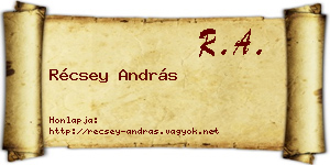 Récsey András névjegykártya